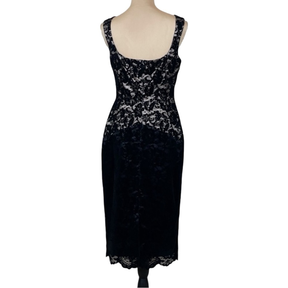 Black Halo Black Lace Sheath Dress Black Womens Size 4 Gala Party Work Event - Picture 7 of 8